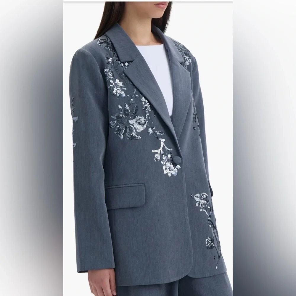 NVLT Embellished Bluish Gray Blazer size L new with tag